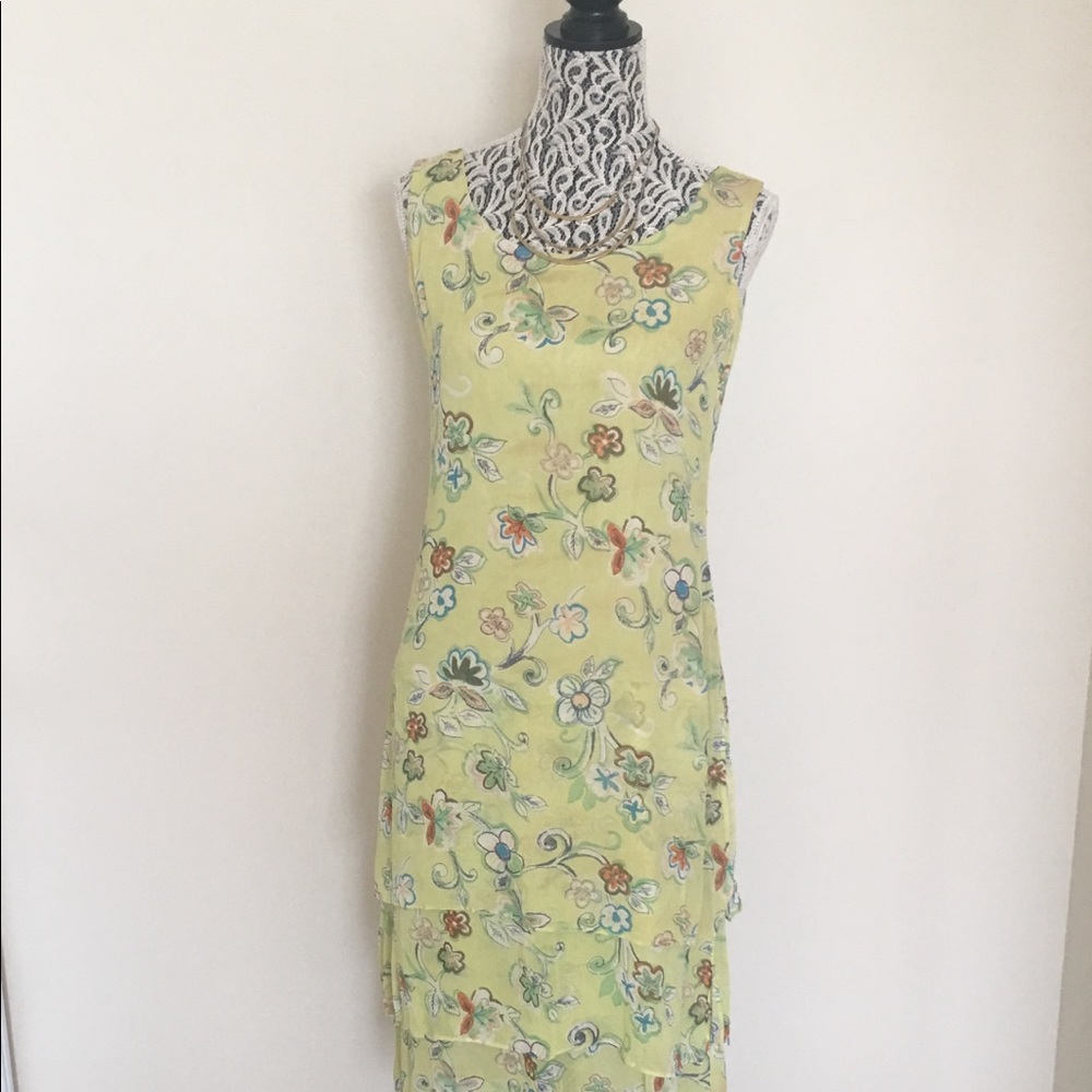 MICA Floral Chiffon layered ruffle Dress - Picture 2 of 3